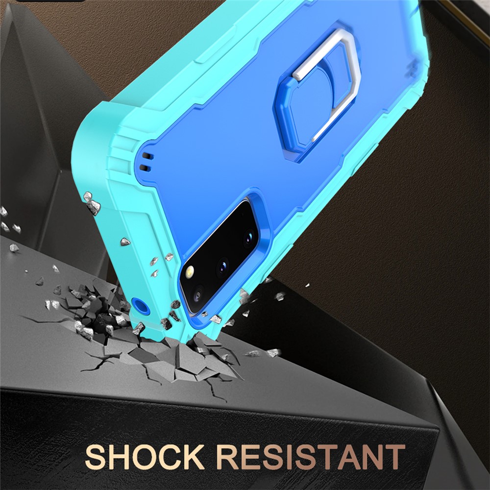 Shockproof PC + Silicone Phone Case with Built-in Kickstand Design for Samsung Galaxy S20 FE/S20 Fan Edition/S20 FE 5G/S20 Fan Edition 5G - Aqua/Blue-6