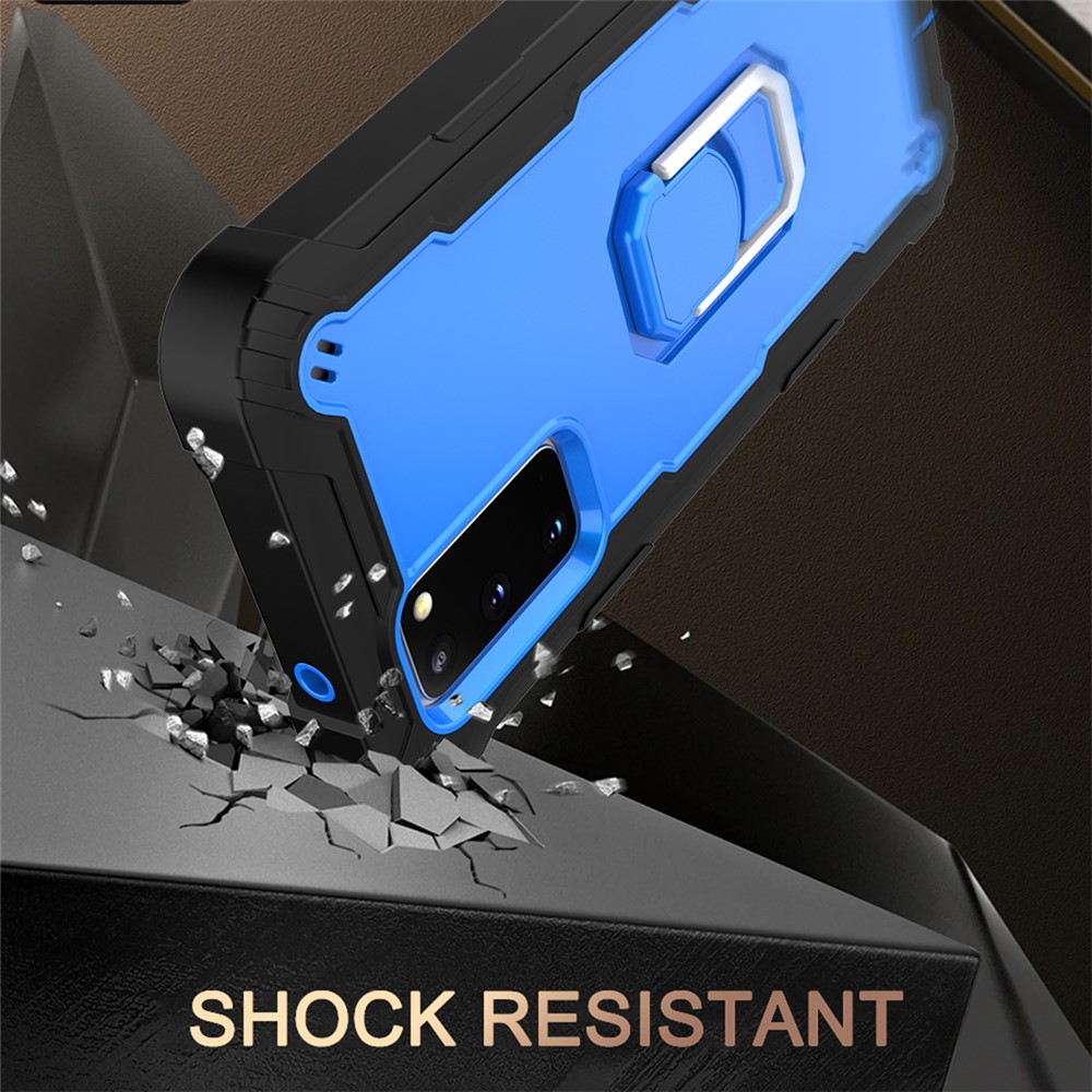 Shockproof PC + Silicone Phone Case with Built-in Kickstand Design for Samsung Galaxy S20 FE/S20 Fan Edition/S20 FE 5G/S20 Fan Edition 5G - Black/Blue-6