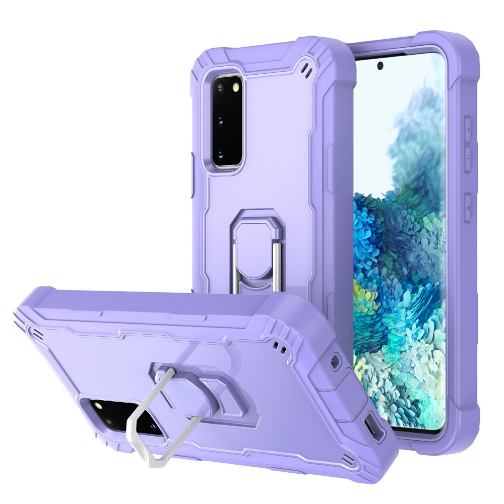 Shockproof PC + Silicone Phone Case with Built-in Kickstand Design for Samsung Galaxy S20 FE/S20 Fan Edition/S20 FE 5G/S20 Fan Edition 5G - Purple-1