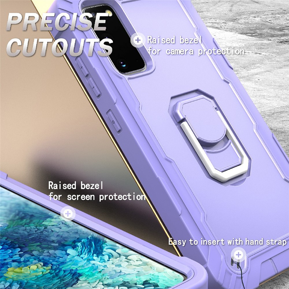 Shockproof PC + Silicone Phone Case with Built-in Kickstand Design for Samsung Galaxy S20 FE/S20 Fan Edition/S20 FE 5G/S20 Fan Edition 5G - Purple-4