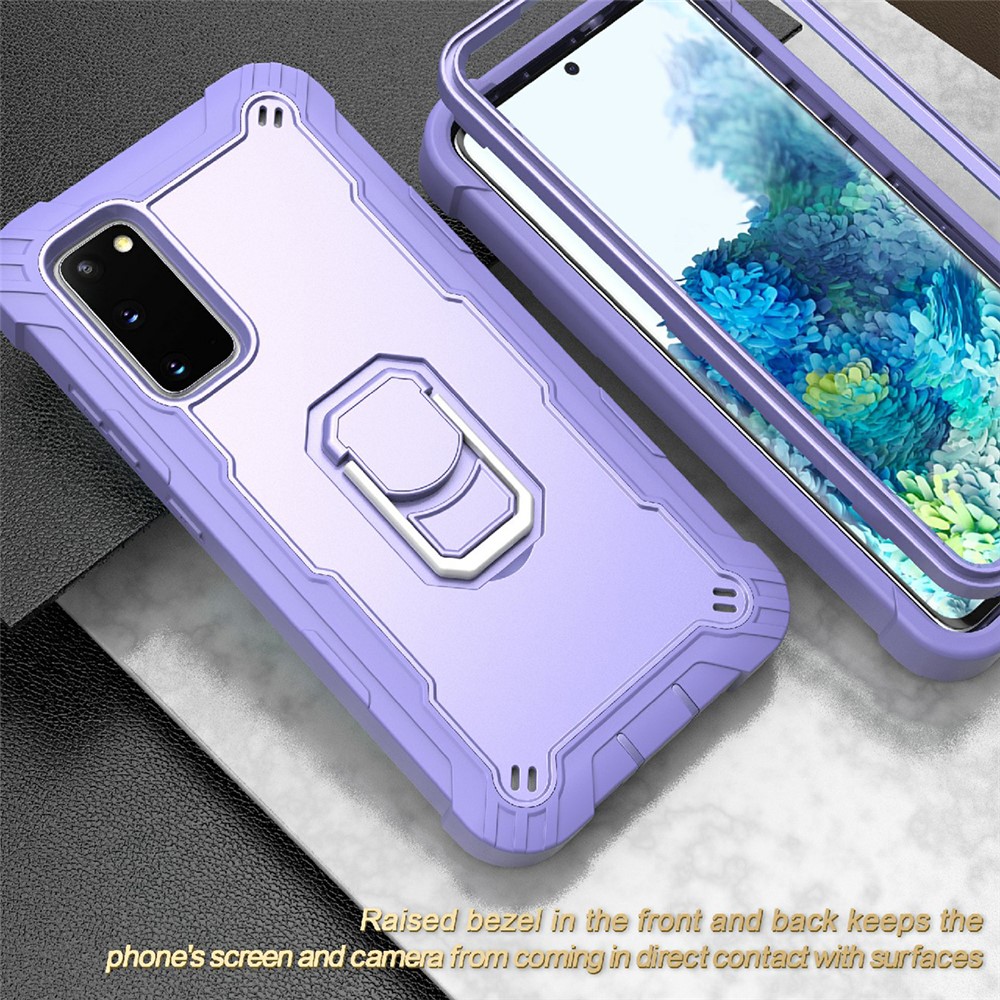 Shockproof PC + Silicone Phone Case with Built-in Kickstand Design for Samsung Galaxy S20 FE/S20 Fan Edition/S20 FE 5G/S20 Fan Edition 5G - Purple-5