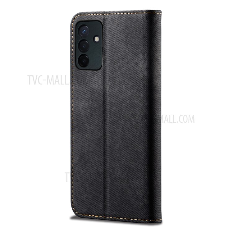 Jeans Cloth Texture Full Protection Leather Wallet Stand Case for Samsung Galaxy Quantum 2/A82 5G - Black-3