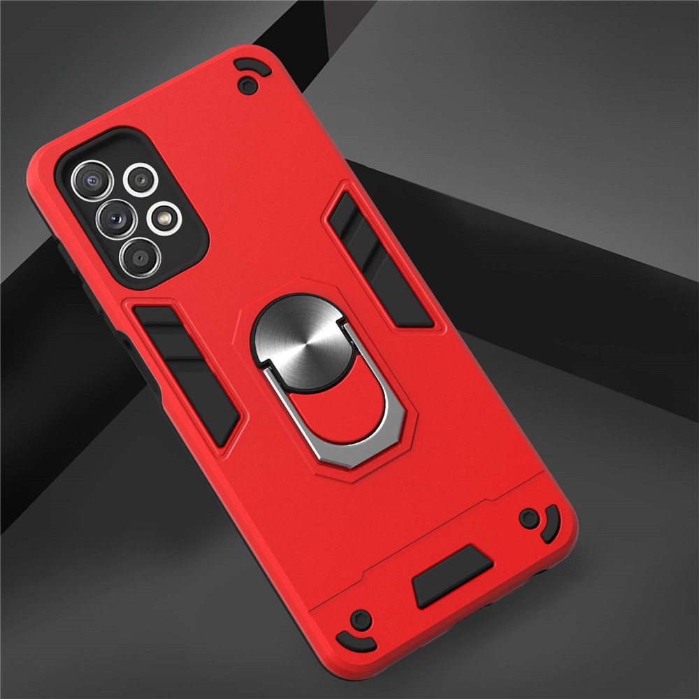 Hard PC + Soft TPU Phone Case Cover with Rotating Kickstand for Samsung Galaxy A52 5G/4G - Red-10