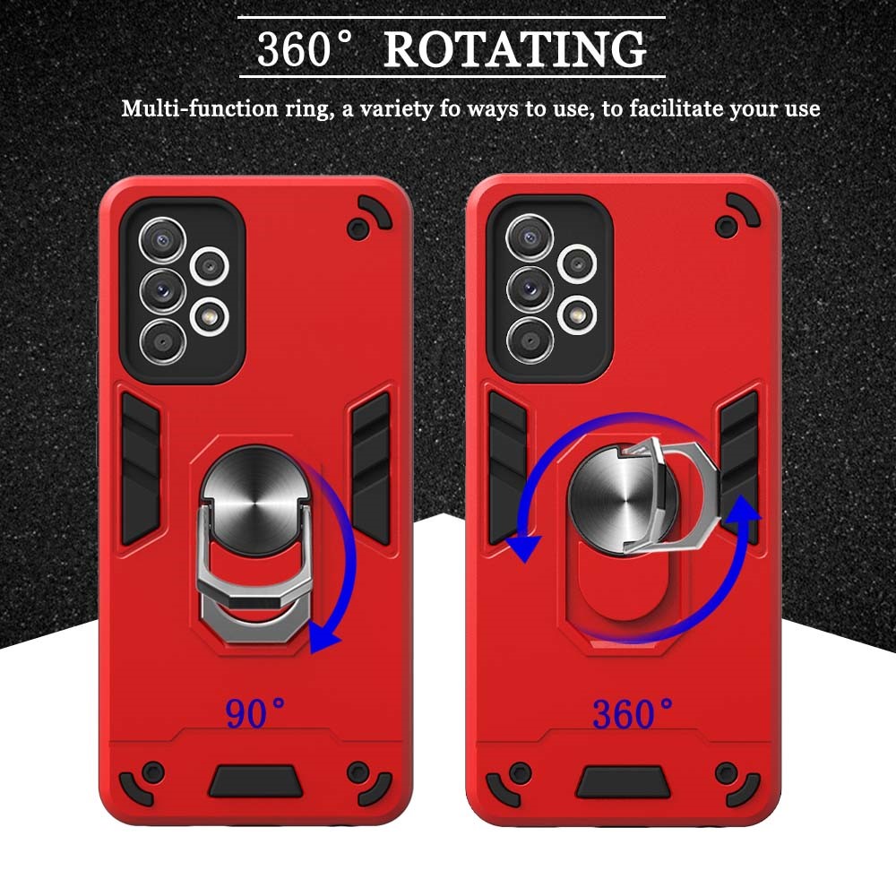 Hard PC + Soft TPU Phone Case Cover with Rotating Kickstand for Samsung Galaxy A52 5G/4G - Red-4