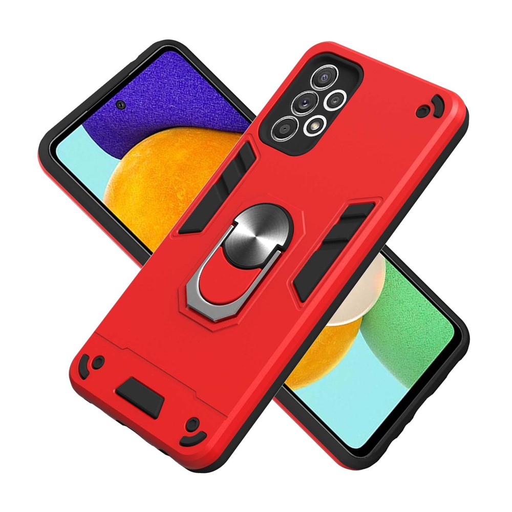 Hard PC + Soft TPU Phone Case Cover with Rotating Kickstand for Samsung Galaxy A52 5G/4G - Red-8