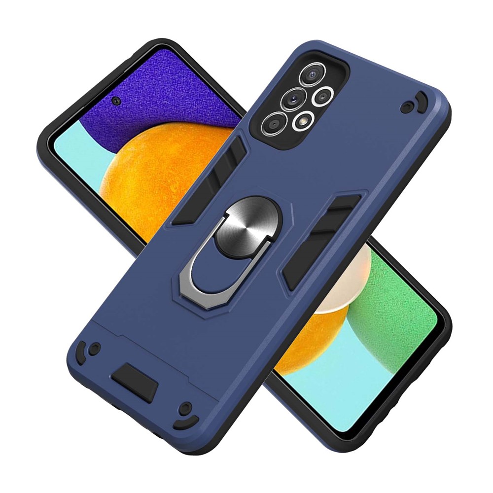 Hard PC + Soft TPU Phone Case Cover with Rotating Kickstand for Samsung Galaxy A52 5G/4G - Blue-2