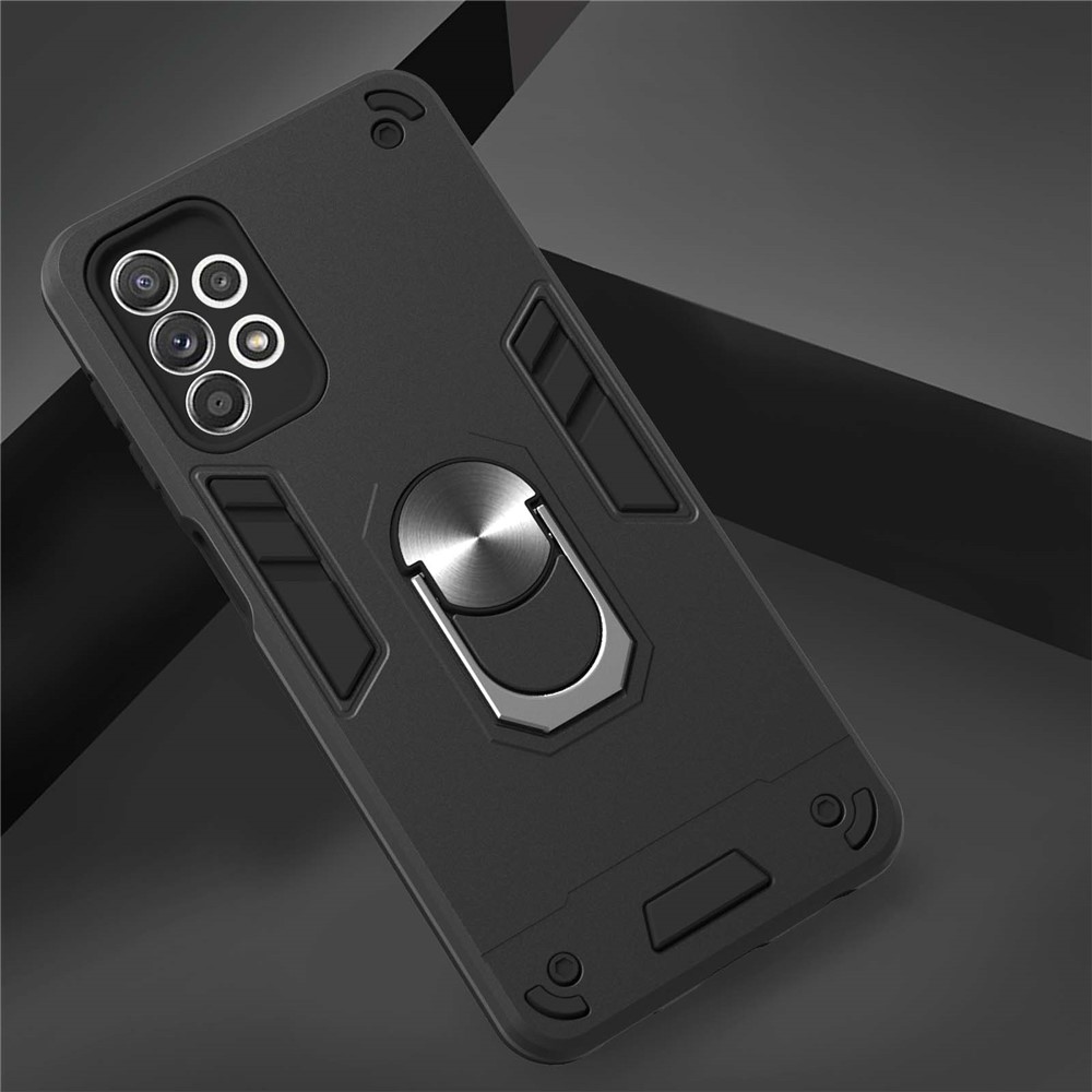 Hard PC + Soft TPU Phone Case Cover with Rotating Kickstand for Samsung Galaxy A52 5G/4G - Black-10