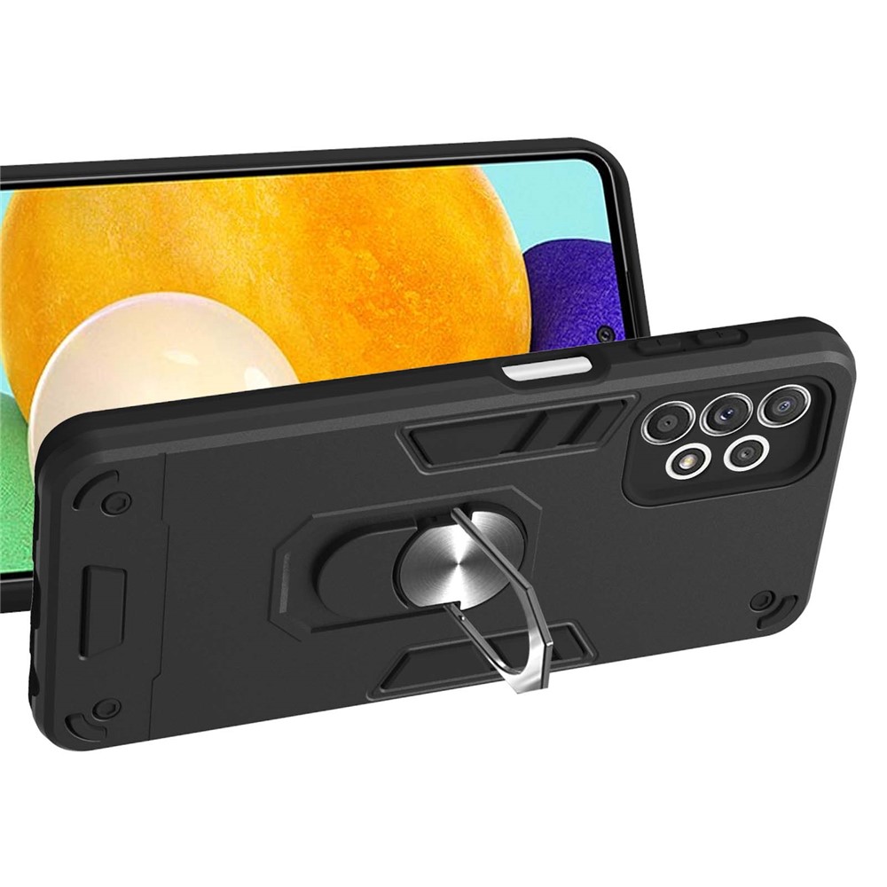 Hard PC + Soft TPU Phone Case Cover with Rotating Kickstand for Samsung Galaxy A52 5G/4G - Black-3