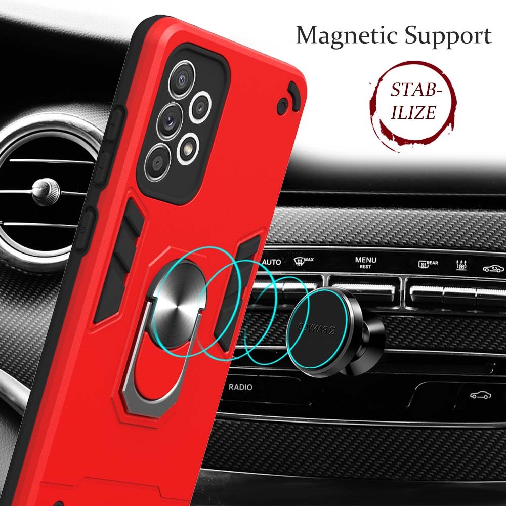 Hard PC + Soft TPU Phone Case Cover with Rotating Kickstand for Samsung Galaxy A52 5G/4G - Black-4