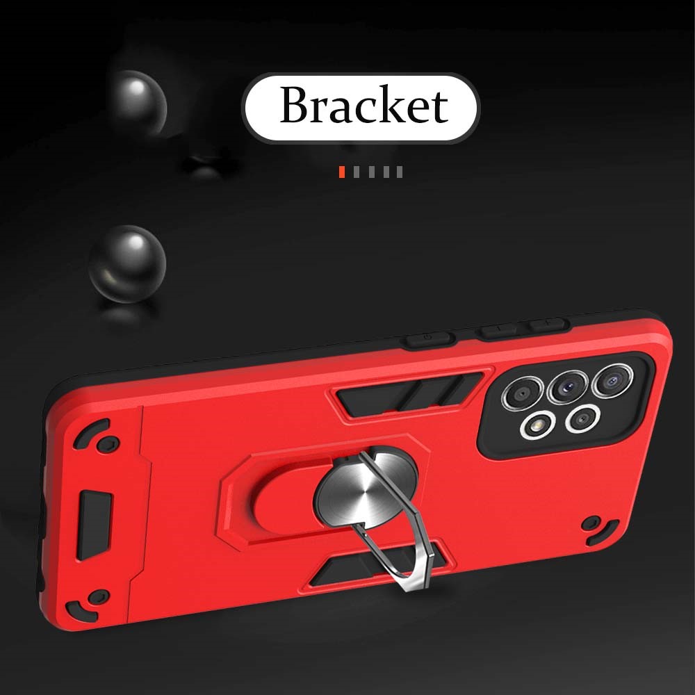 Hard PC + Soft TPU Phone Case Cover with Rotating Kickstand for Samsung Galaxy A52 5G/4G - Black-8