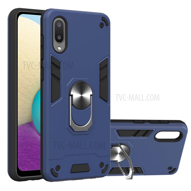 Detachable 2-in-1 Hard Plastic+TPU Phone Case Shell with Rotating Kickstand for Samsung Galaxy A02/M02 (EU Version) - Blue-1