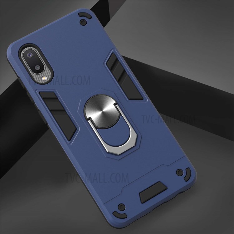 Detachable 2-in-1 Hard Plastic+TPU Phone Case Shell with Rotating Kickstand for Samsung Galaxy A02/M02 (EU Version) - Blue-10