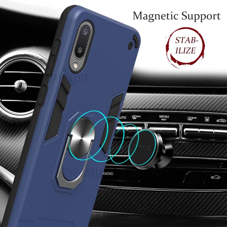 Detachable 2-in-1 Hard Plastic+TPU Phone Case Shell with Rotating Kickstand for Samsung Galaxy A02/M02 (EU Version) - Blue-2
