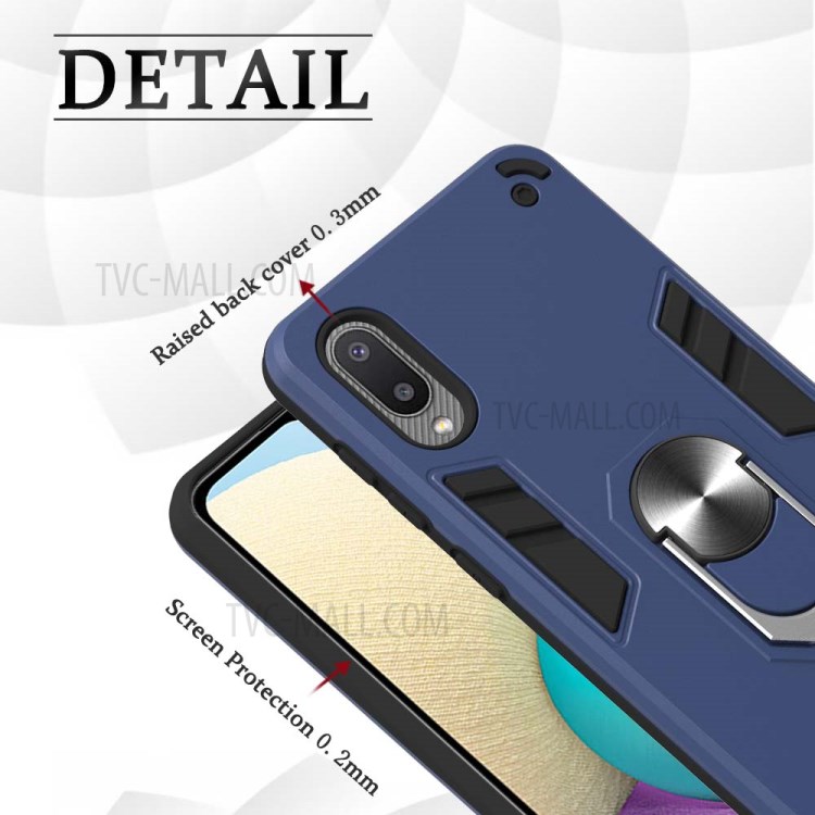 Detachable 2-in-1 Hard Plastic+TPU Phone Case Shell with Rotating Kickstand for Samsung Galaxy A02/M02 (EU Version) - Blue-5