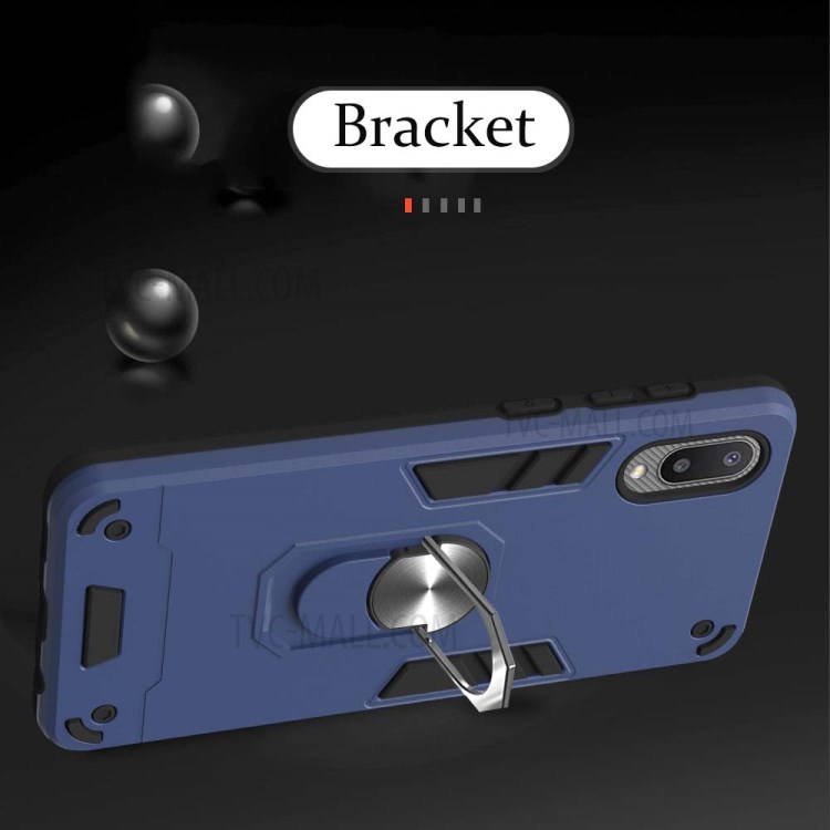 Detachable 2-in-1 Hard Plastic+TPU Phone Case Shell with Rotating Kickstand for Samsung Galaxy A02/M02 (EU Version) - Blue-6