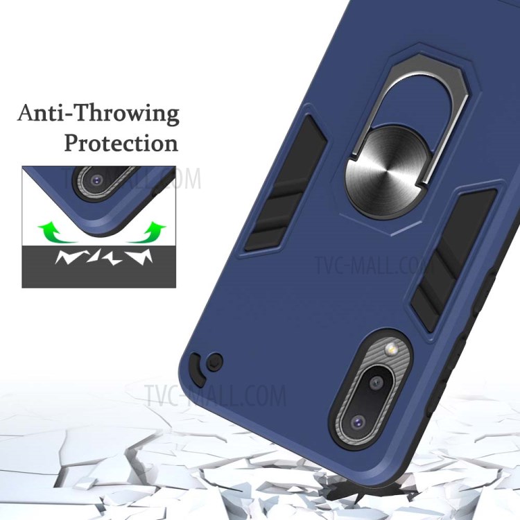 Detachable 2-in-1 Hard Plastic+TPU Phone Case Shell with Rotating Kickstand for Samsung Galaxy A02/M02 (EU Version) - Blue-7
