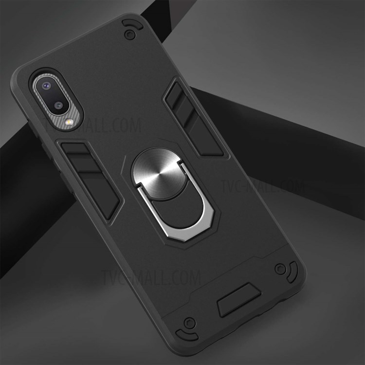 Detachable 2-in-1 Hard Plastic+TPU Phone Case Shell with Rotating Kickstand for Samsung Galaxy A02/M02 (EU Version) - Black-10