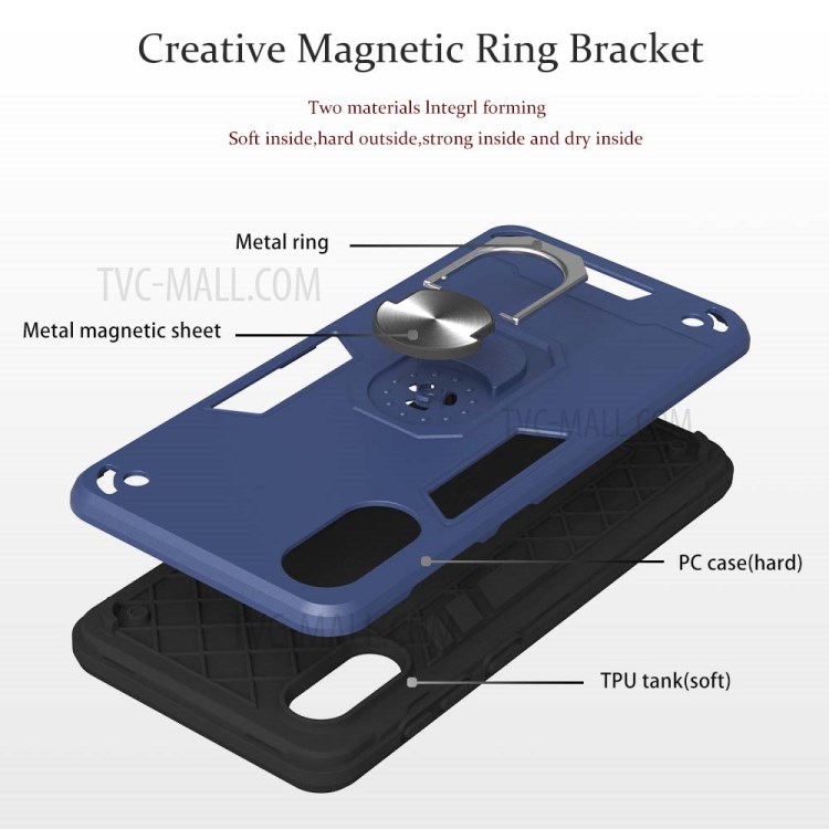 Detachable 2-in-1 Hard Plastic+TPU Phone Case Shell with Rotating Kickstand for Samsung Galaxy A02/M02 (EU Version) - Black-5
