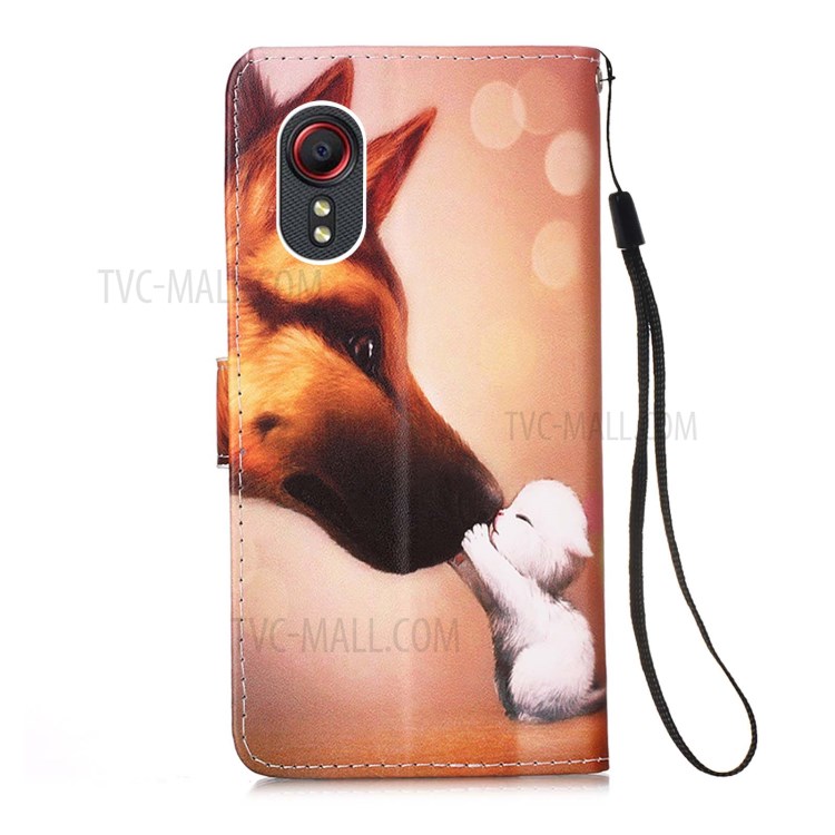 Leather Wallet Stand Pattern Printing Design Protector Case for Samsung Galaxy Xcover 5 - Dog Kiss-3