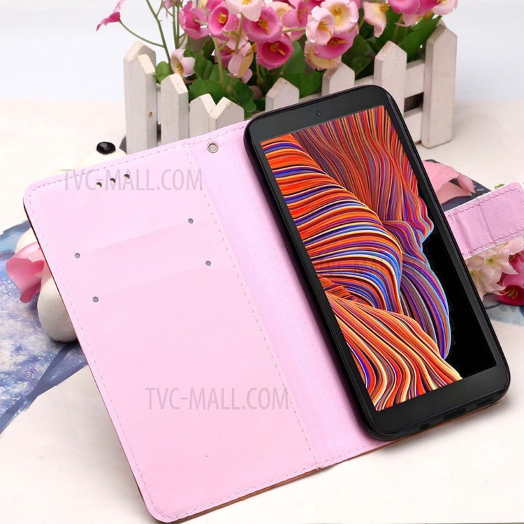 Leather Wallet Stand Pattern Printing Design Protector Case for Samsung Galaxy Xcover 5 - Dog Kiss-6