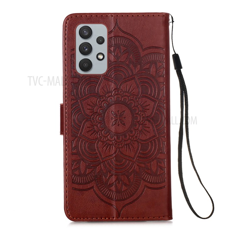 Imprinting Dream Catcher Pattern Design Wallet Leather Stand Case for Samsung Galaxy A32 4G (EU Version) - Brown-3