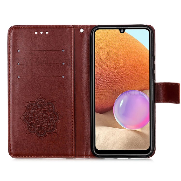 Imprinting Dream Catcher Pattern Design Wallet Leather Stand Case for Samsung Galaxy A32 4G (EU Version) - Brown-4