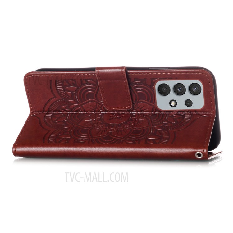 Imprinting Dream Catcher Pattern Design Wallet Leather Stand Case for Samsung Galaxy A32 4G (EU Version) - Brown-5
