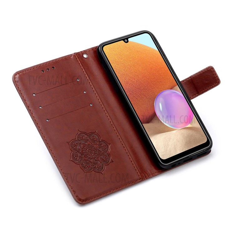 Imprinting Dream Catcher Pattern Design Wallet Leather Stand Case for Samsung Galaxy A32 4G (EU Version) - Brown-6