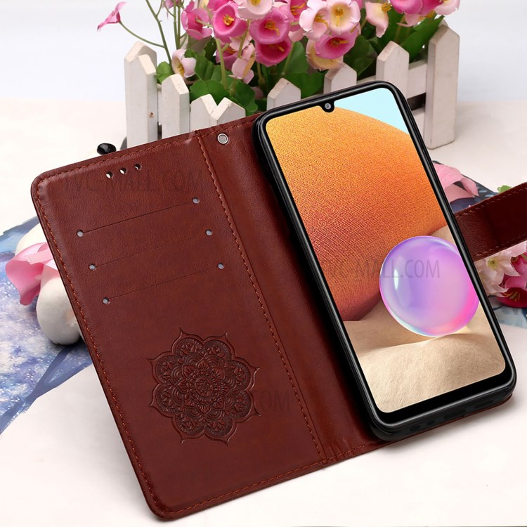 Imprinting Dream Catcher Pattern Design Wallet Leather Stand Case for Samsung Galaxy A32 4G (EU Version) - Brown-8
