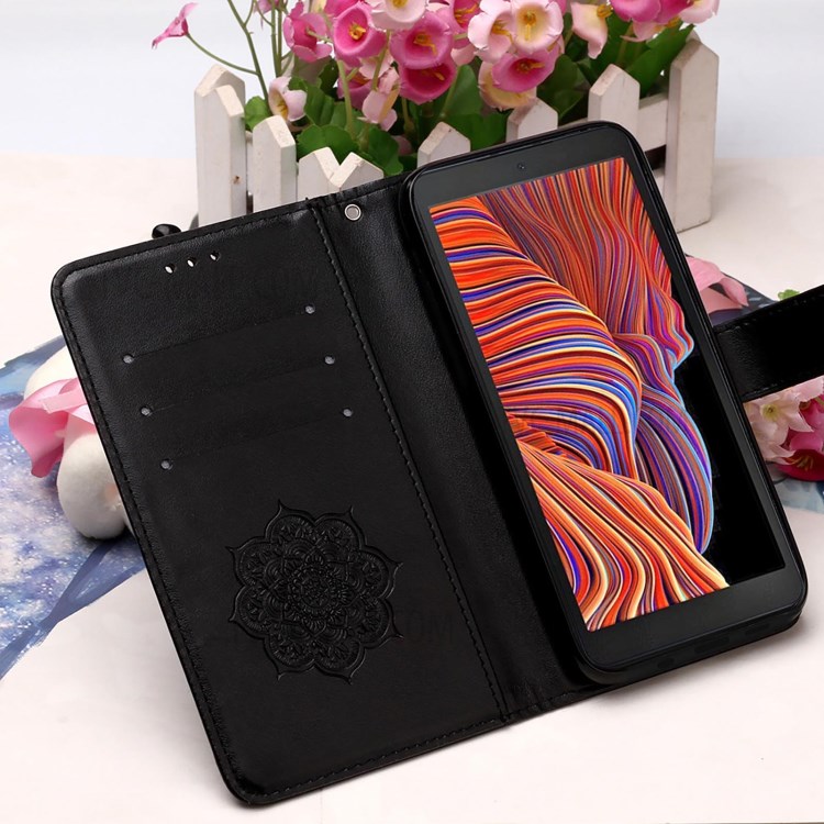Imprinting Dream Catcher Pattern Design Magnetic Leather Stand Case for Samsung Galaxy Xcover 5 - Black-10