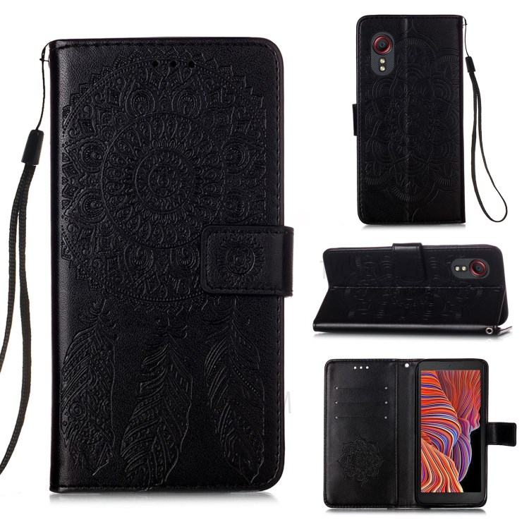 Imprinting Dream Catcher Pattern Design Magnetic Leather Stand Case for Samsung Galaxy Xcover 5 - Black-12