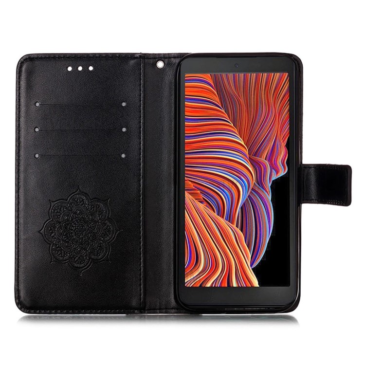Imprinting Dream Catcher Pattern Design Magnetic Leather Stand Case for Samsung Galaxy Xcover 5 - Black-4