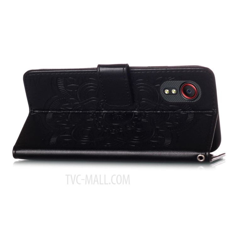 Imprinting Dream Catcher Pattern Design Magnetic Leather Stand Case for Samsung Galaxy Xcover 5 - Black-5