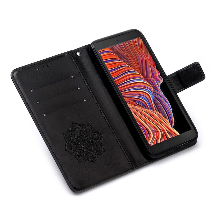 Imprinting Dream Catcher Pattern Design Magnetic Leather Stand Case for Samsung Galaxy Xcover 5 - Black-6