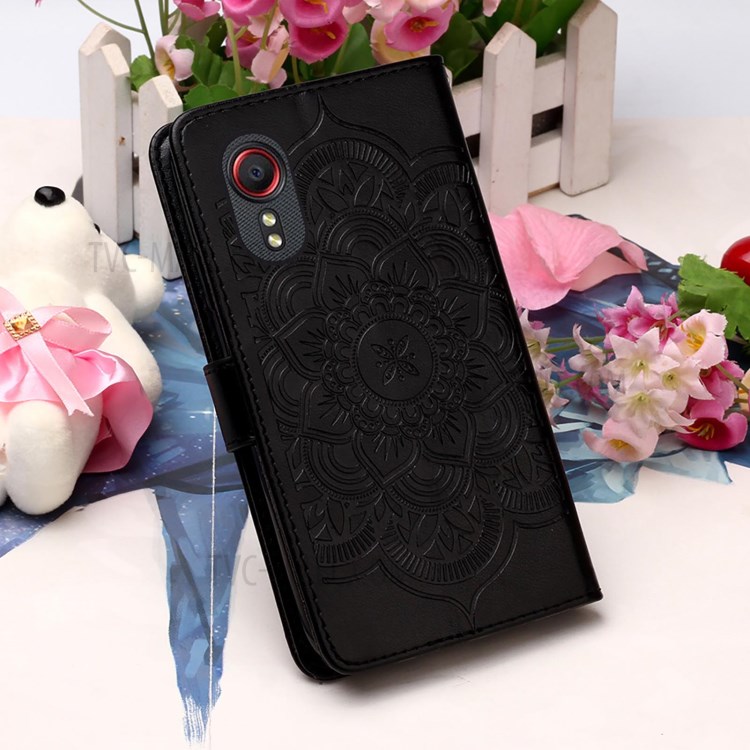 Imprinting Dream Catcher Pattern Design Magnetic Leather Stand Case for Samsung Galaxy Xcover 5 - Black-9