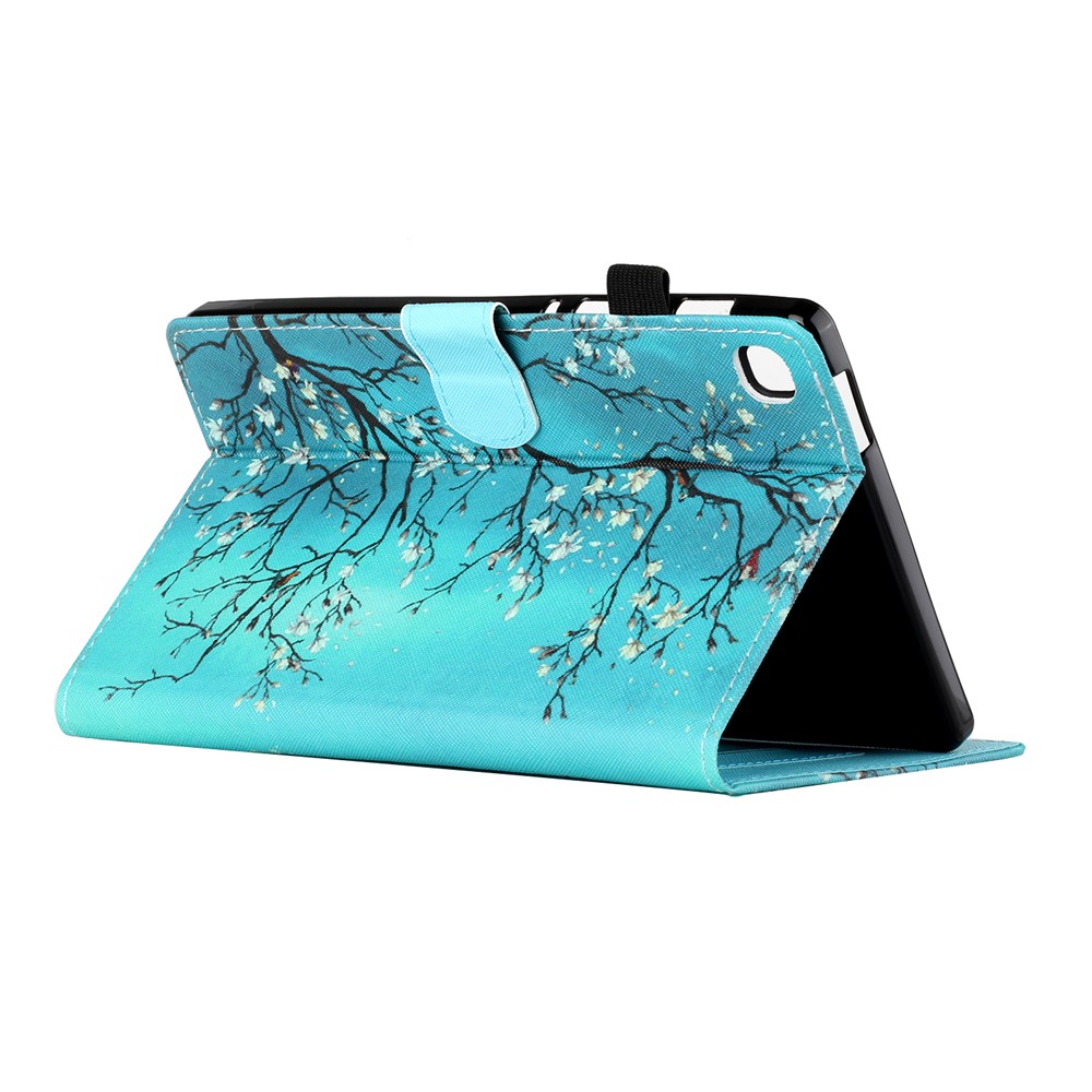 Full Body Protective Patterned Leather Stand Case with Card Slots for Samsung Galaxy Tab A7 Lite 8.7 T220 / T225 - Magnolia Flower-6