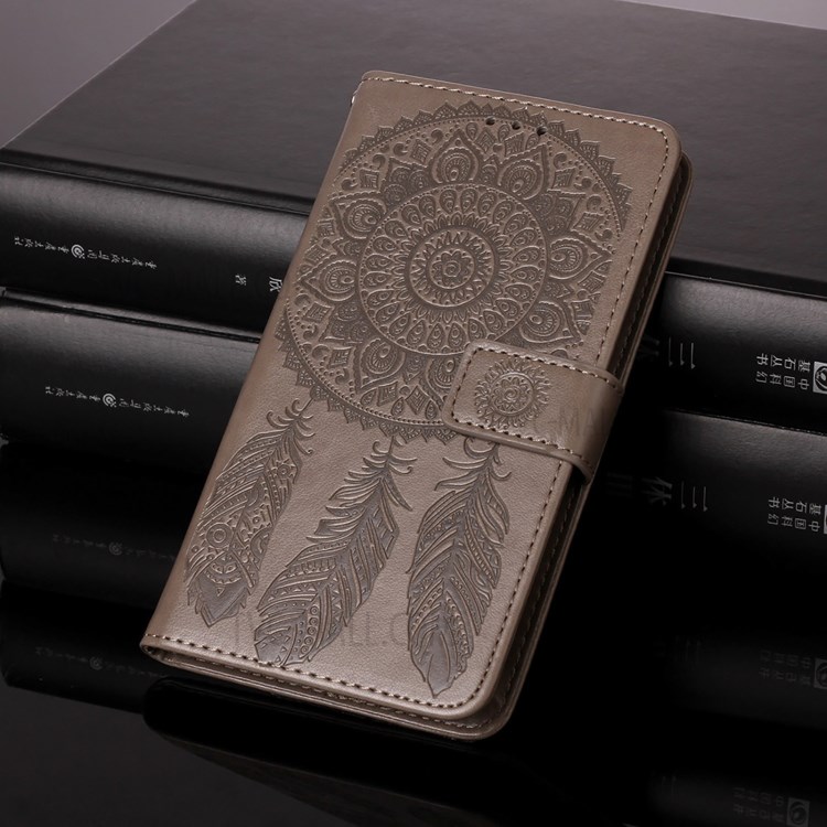 Imprinting Dream Catcher Pattern Design Wallet Leather Stand Case for Samsung Galaxy M02/A02 - Grey-12