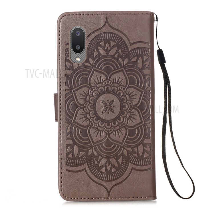 Imprinting Dream Catcher Pattern Design Wallet Leather Stand Case for Samsung Galaxy M02/A02 - Grey-4