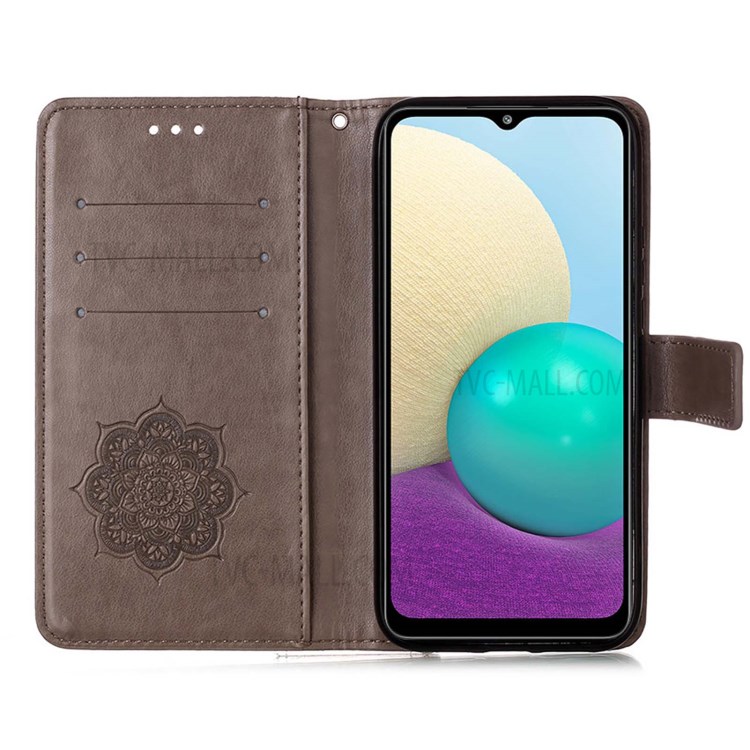 Imprinting Dream Catcher Pattern Design Wallet Leather Stand Case for Samsung Galaxy M02/A02 - Grey-5