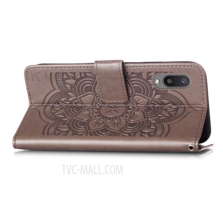 Imprinting Dream Catcher Pattern Design Wallet Leather Stand Case for Samsung Galaxy M02/A02 - Grey-6