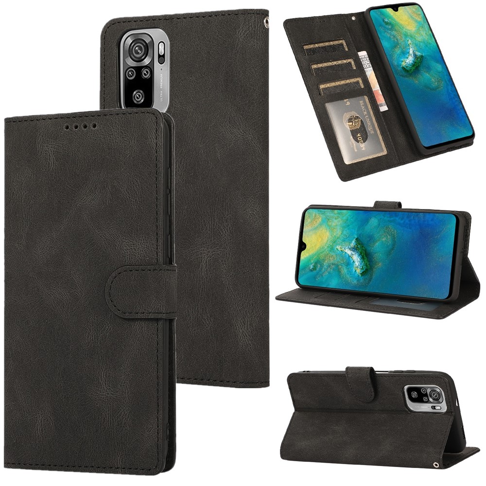 Fantasy Classic Leather Wallet Stand Phone Cover Case for Xiaomi Redmi Note 10 4G/Note 10S - Black-10