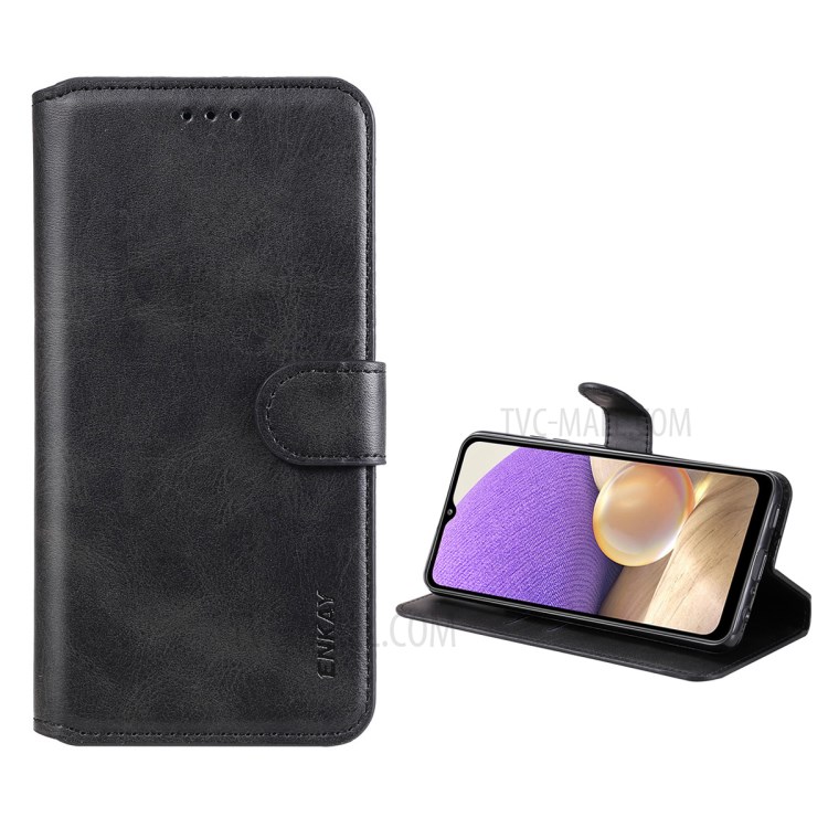 ENKAY PU Leather + TPU Protector Wallet Stand Cover for Samsung Galaxy A32 4G - Black-1