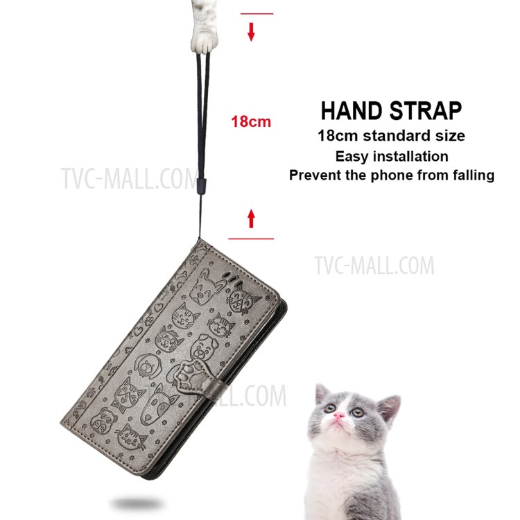 Imprinting Cat Dog Pattern Design Magnetic Leather Stand Case for Samsung Galaxy S21+ 5G - Grey-8