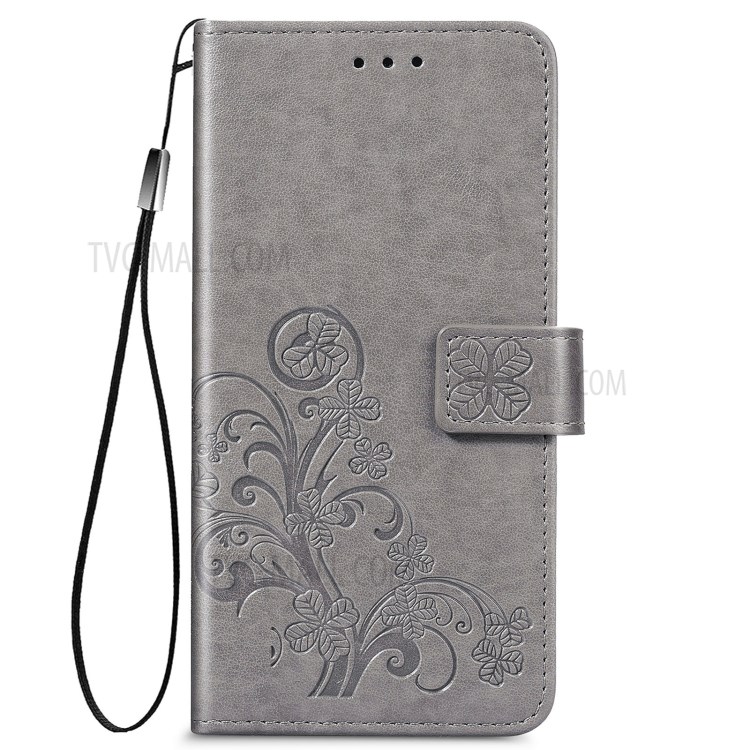 Full Protection Clover Pattern Imprinting Leather Case with Wallet Stand Design for Samsung Galaxy A72 4G/5G - Grey-10