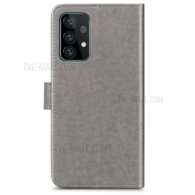 Full Protection Clover Pattern Imprinting Leather Case with Wallet Stand Design for Samsung Galaxy A72 4G/5G - Grey-11