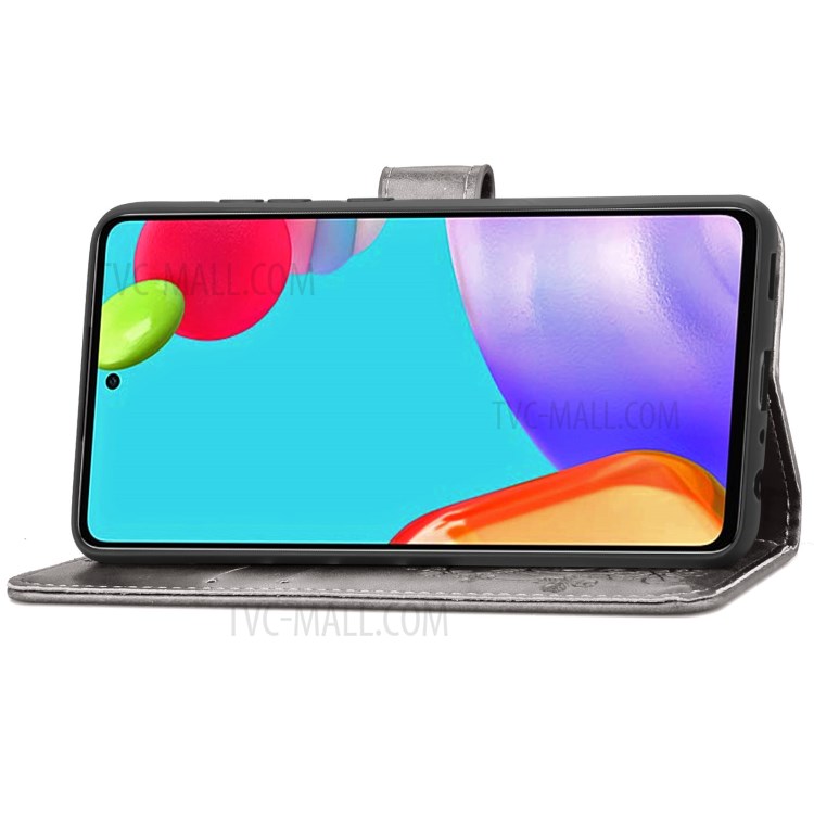 Full Protection Clover Pattern Imprinting Leather Case with Wallet Stand Design for Samsung Galaxy A72 4G/5G - Grey-13