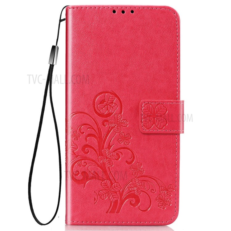 Clover Pattern Imprinting Leather Case with Wallet Stand Design for Samsung Galaxy A02s (164.2x75.9x9.1mm) (EU Version) - Red-10