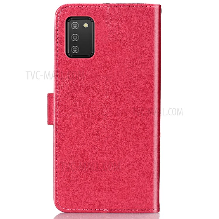 Clover Pattern Imprinting Leather Case with Wallet Stand Design for Samsung Galaxy A02s (164.2x75.9x9.1mm) (EU Version) - Red-11