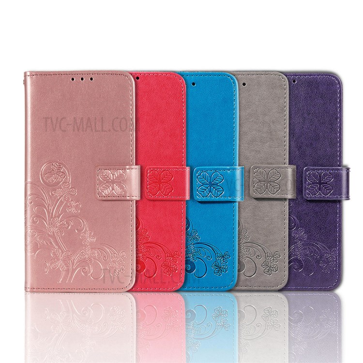 Clover Pattern Imprinting Leather Case with Wallet Stand Design for Samsung Galaxy A02s (164.2x75.9x9.1mm) (EU Version) - Red-15