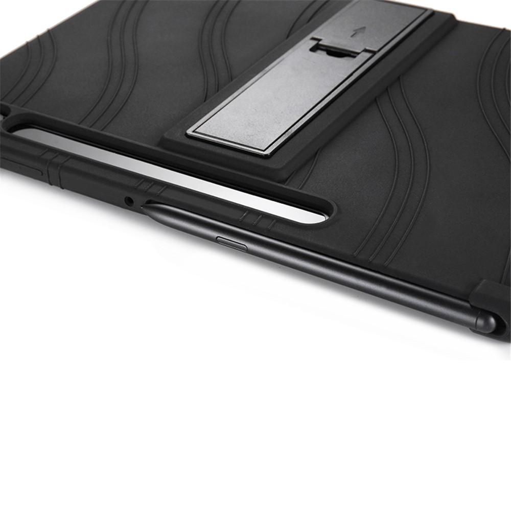 Slide-Out Kickstand Design Silicone Tablet Cover Case for Samsung Galaxy Tab S7 - Black-10